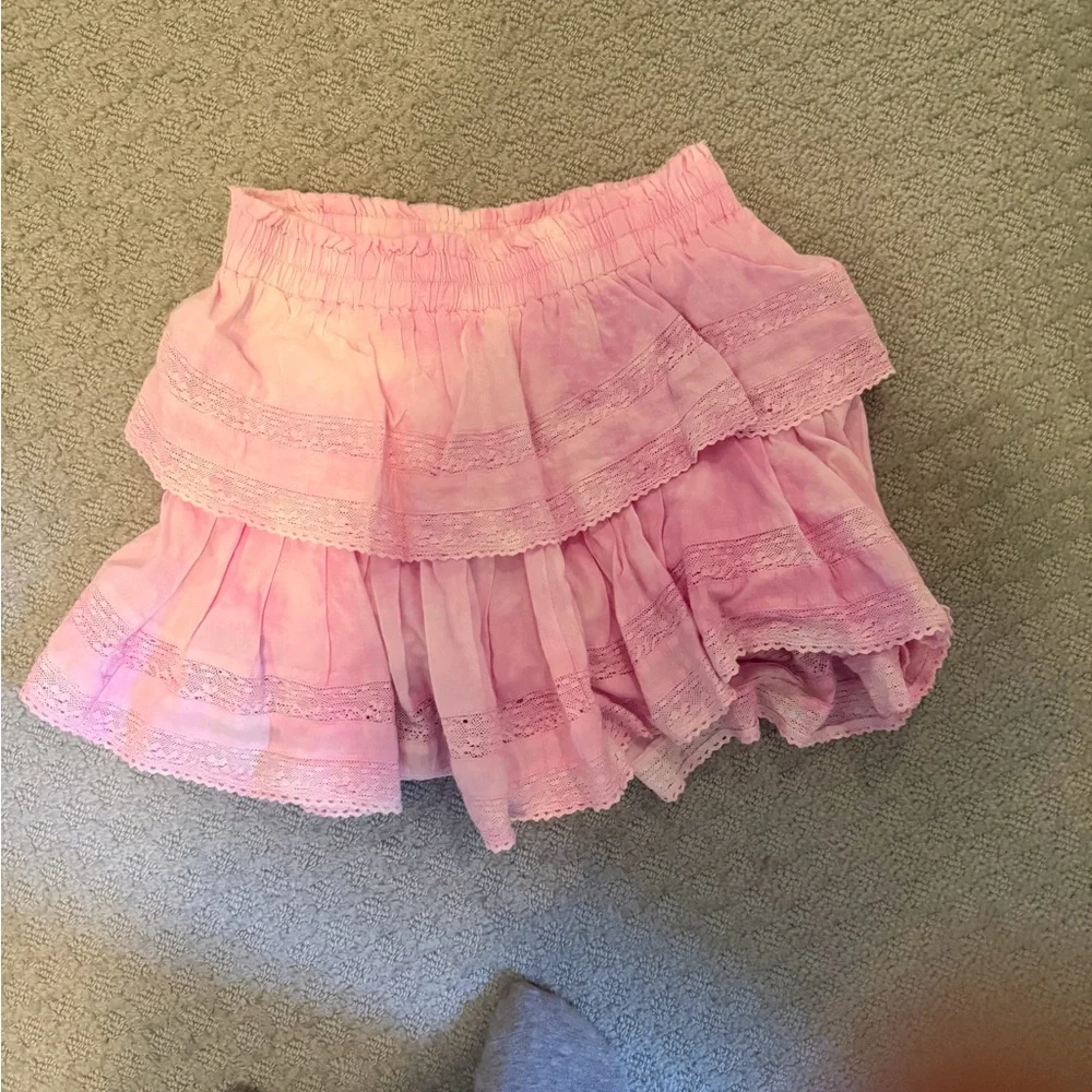 LoveShackFancy Pastel Pink Tiered Ruffle Mini Skirt - Picture 3 of 3